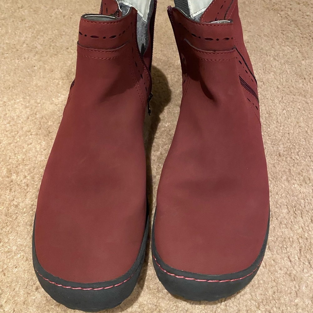 Red low booties